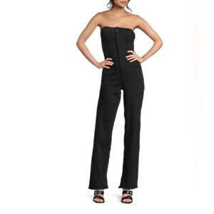 GOOD AMERICAN Tube 90S Bandeau Denim Jumpsuit Black Small EUC